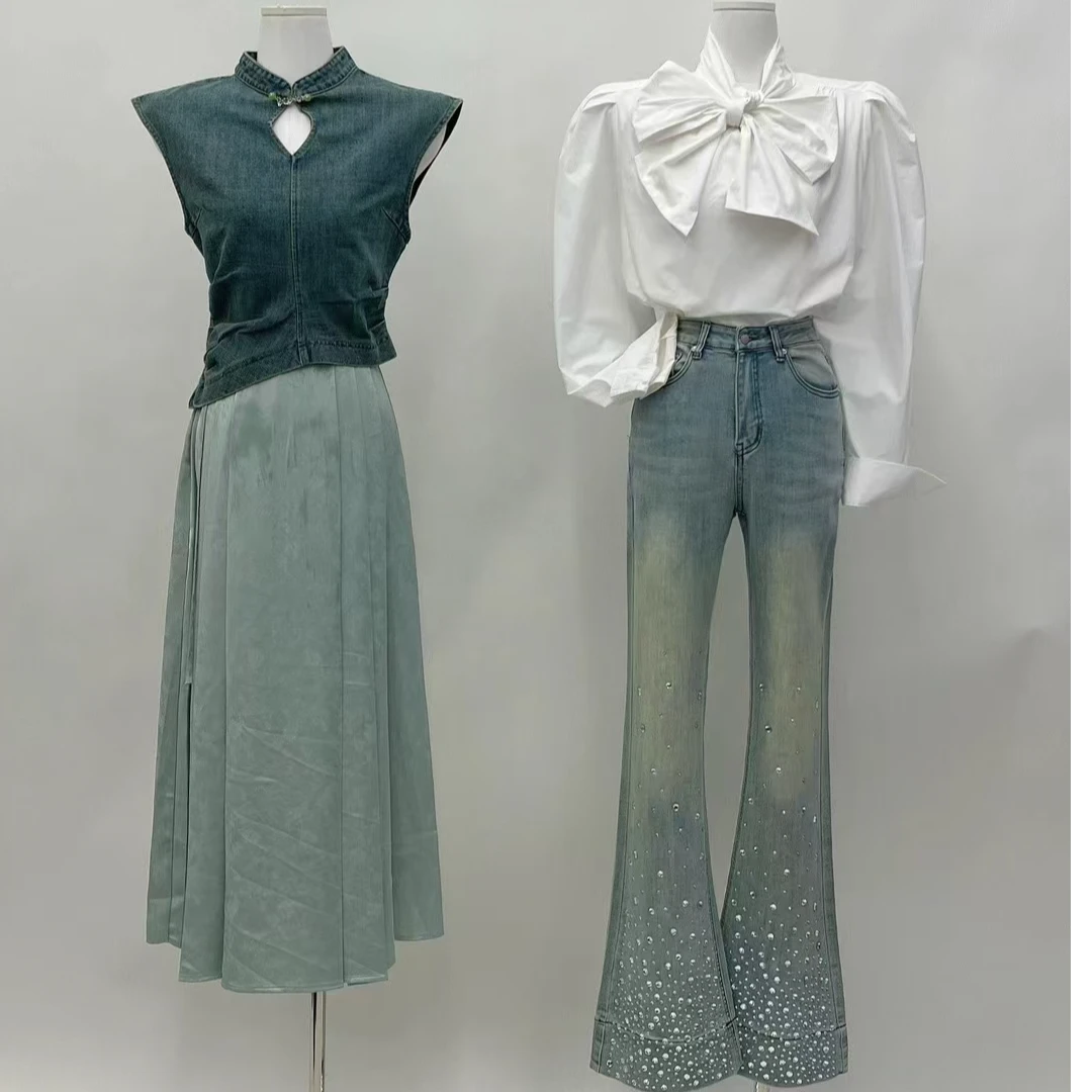 【春】2025年韩版高腰时尚休闲百搭微喇牛仔裤