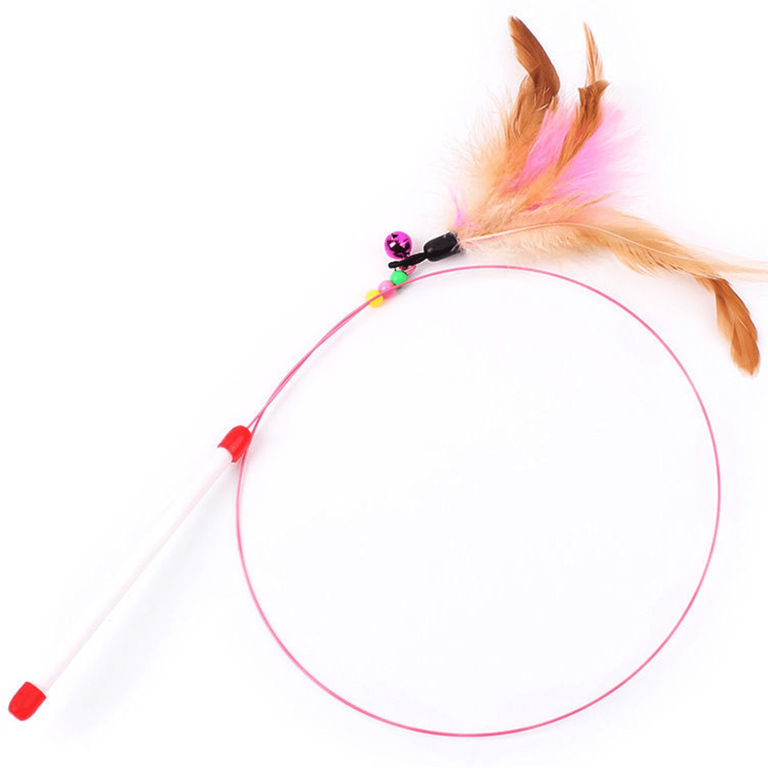 【精选逗猫棒】猫玩具钢丝逗猫棒逗猫杆火鸡毛彩色羽毛铃铛猫玩具