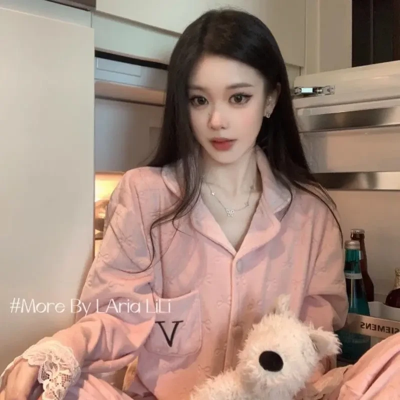 V家经典款加厚海岛绒高级感睡衣女秋冬季女士家居服两件套装外穿