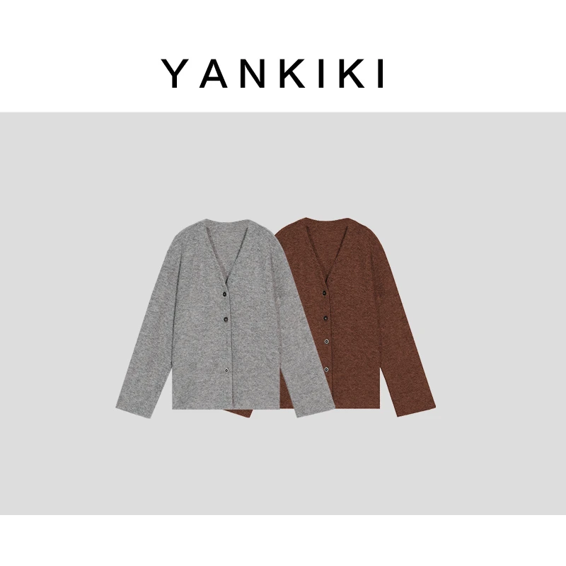 咩毛毡毛衣开衫   YANKIKI 2024冬季新款