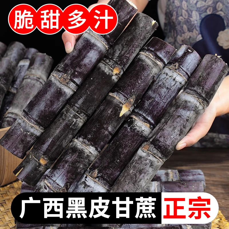 正宗广西黑皮甘蔗新鲜农家自种精选中间段脆甜多汁整箱果蔗杆蔗