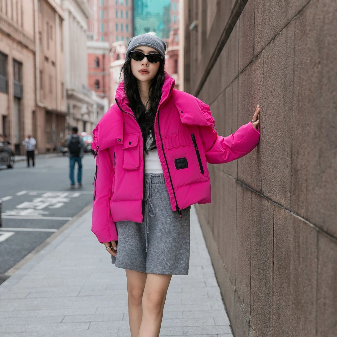 【航睿】潮牌羽绒服女短款2024秋冬户外设计感加厚保暖外套25707