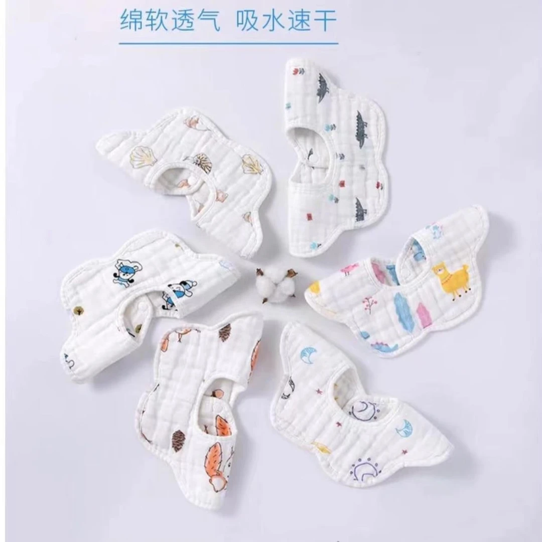 纯棉泡泡纱布围嘴花瓣围嘴