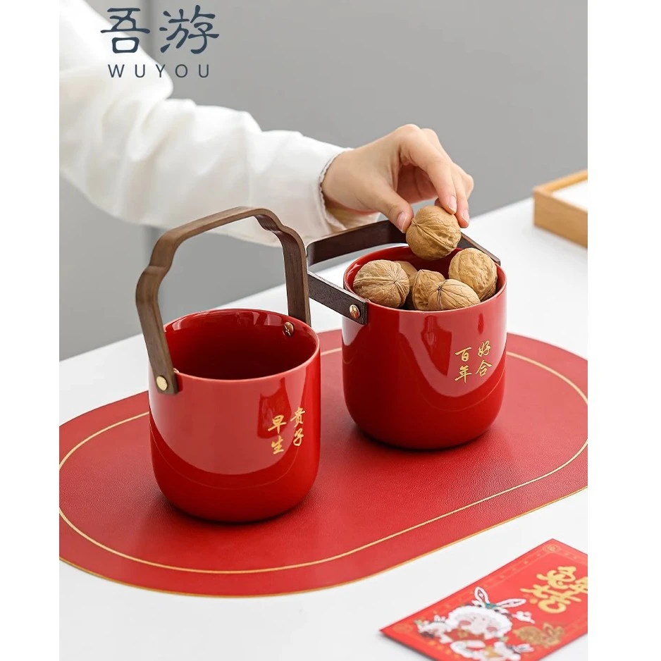 吾游子孙桶结婚用品早生贵子出嫁喜事娘家陪嫁女方红色嫁妆喜桶
