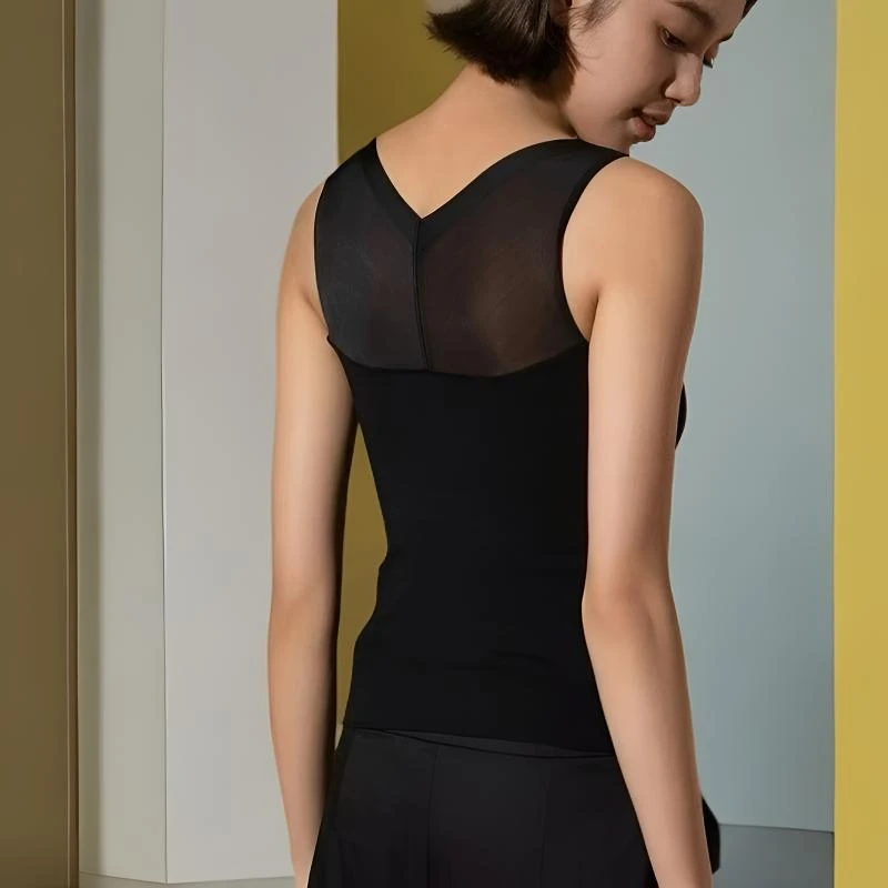 胖姐严选高端定制桑蚕丝拉绒保暖背心时尚女士无袖性感修身无痕
