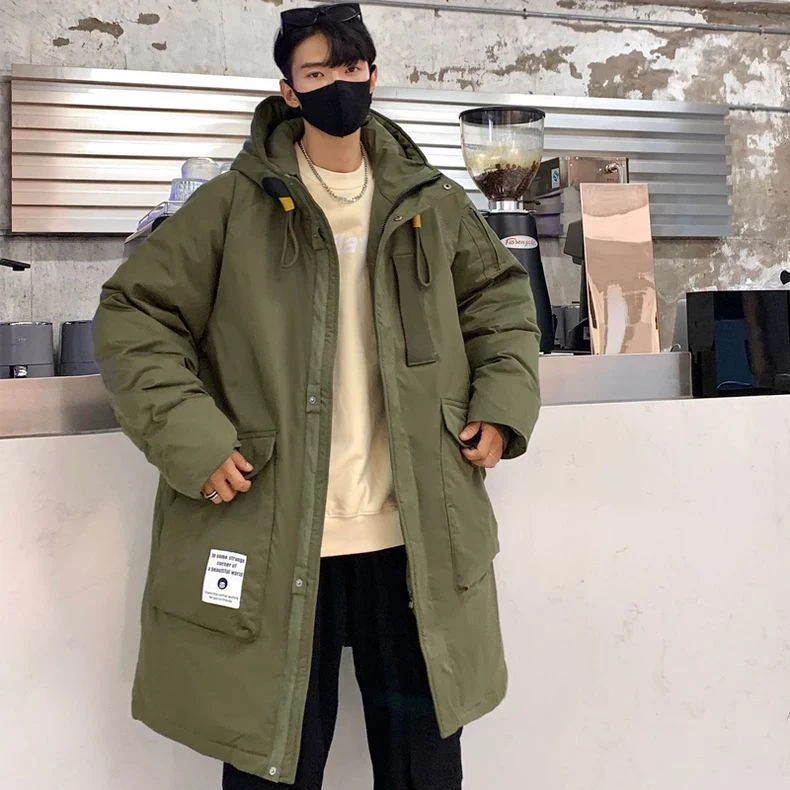 羽绒服男士冬季新款加厚潮牌痞帅设计感宽松情侣中长款大衣款外套