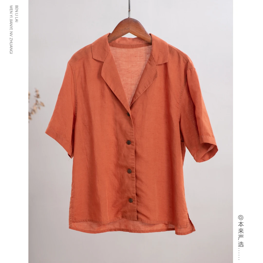 【本来家】佳期如梦文艺简约纯色衬衫女夏季百搭上衣合集03