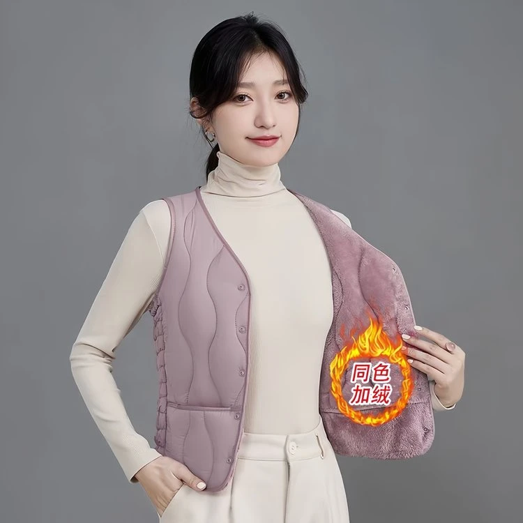 马夹中年妈妈装冬装马甲加绒加厚保暖马夹背心冬季上衣坎肩