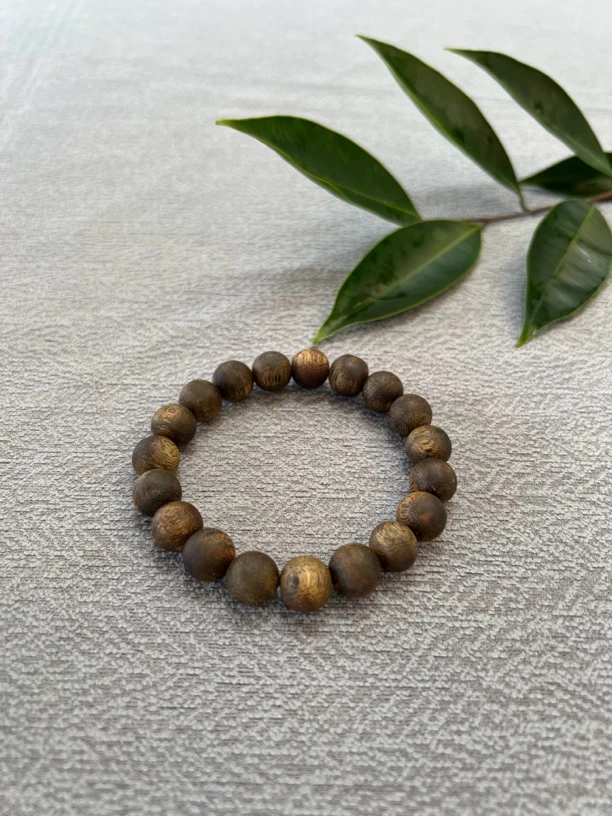 沉香奇楠 乌身圆叶手串卡12/10克加圆珠单圈 多样性发一