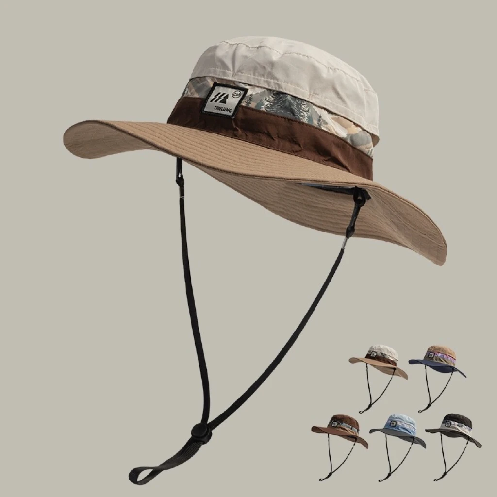 时尚户外运动登山帽夏季防紫外线大帽檐渔夫帽钓鱼帽徒步休闲帽男