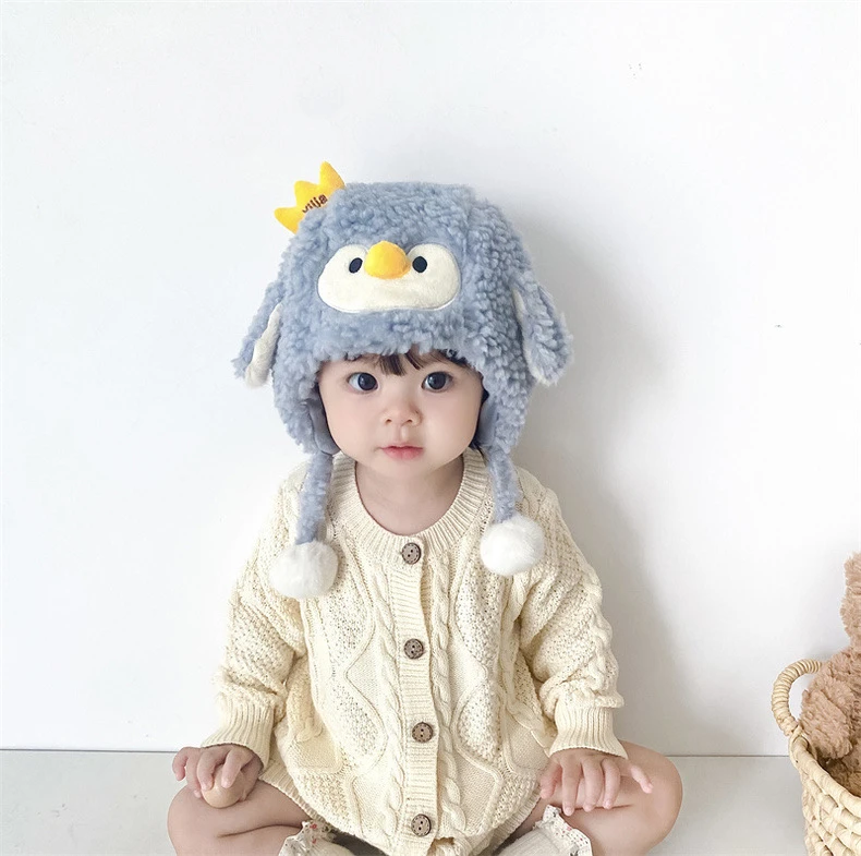 婴儿帽子冬季护耳帽超萌宝宝毛绒套头帽男女童婴幼儿秋冬款雷锋帽