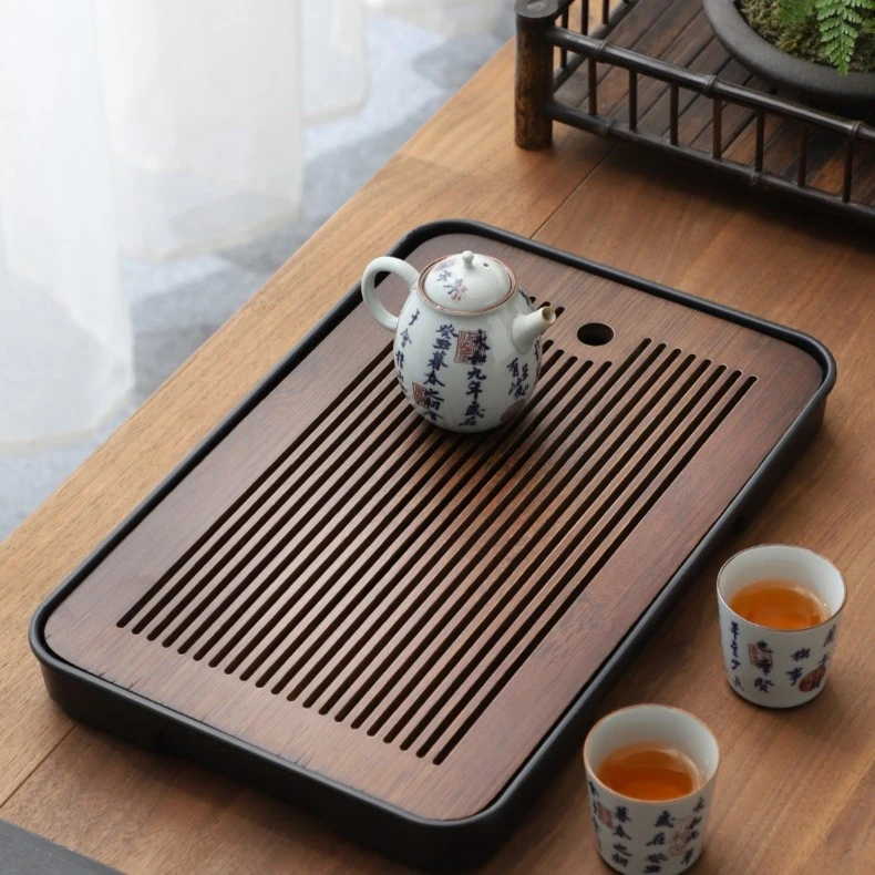 茶盘家用小型沥水盘蓄排两用功夫茶具托盘竹制茶海轻奢简约干泡台