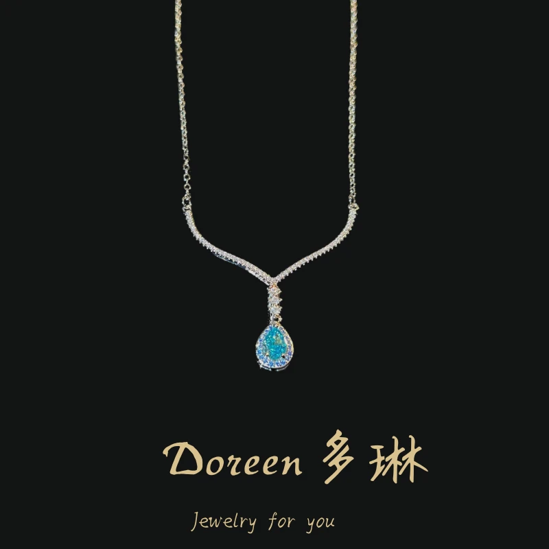 铜合金项链 海蓝T方水滴项链CS415