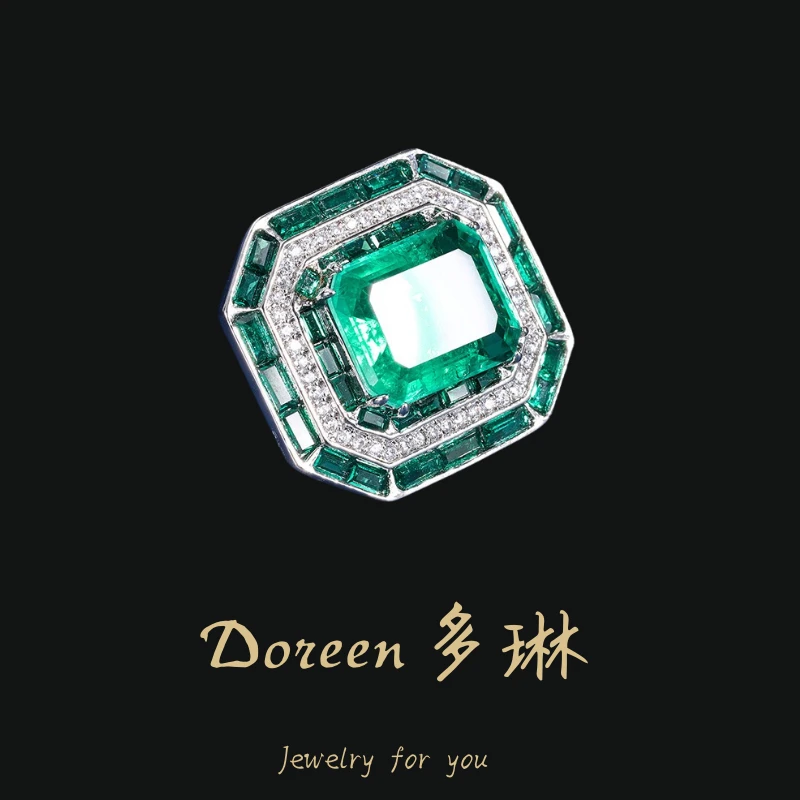 铜合金戒指 祖绿重工方形戒指NC738