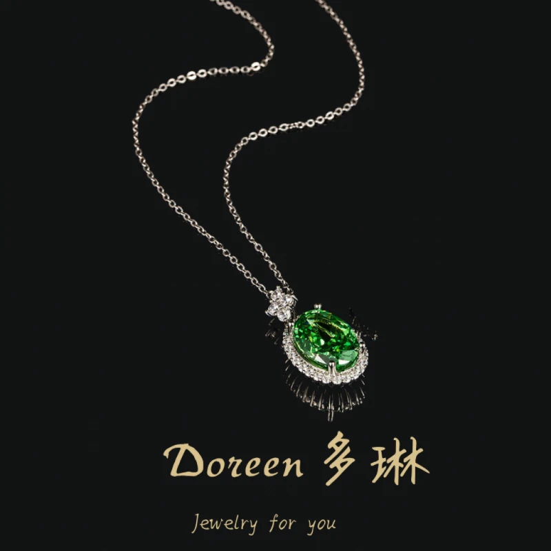 铜合金项链 翠绿色椭圆项链XS1038