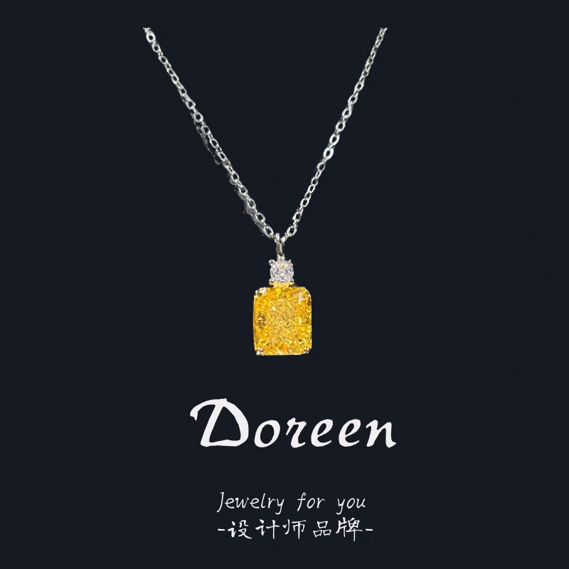 铜合金合成锆石项链 冰花切香水瓶黄色项链CS333