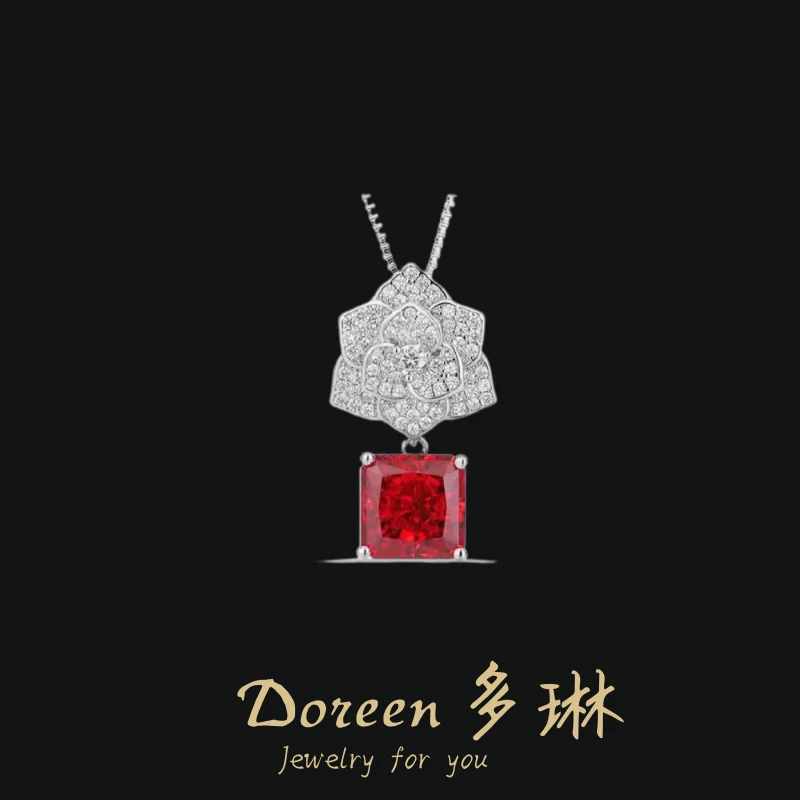 铜合金项链 鸽红山茶花项链NC723