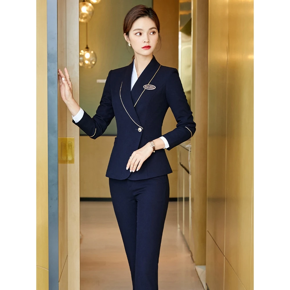 春秋季马甲职业西装套装空姐范修身显瘦售楼部珠宝店酒店工作服女