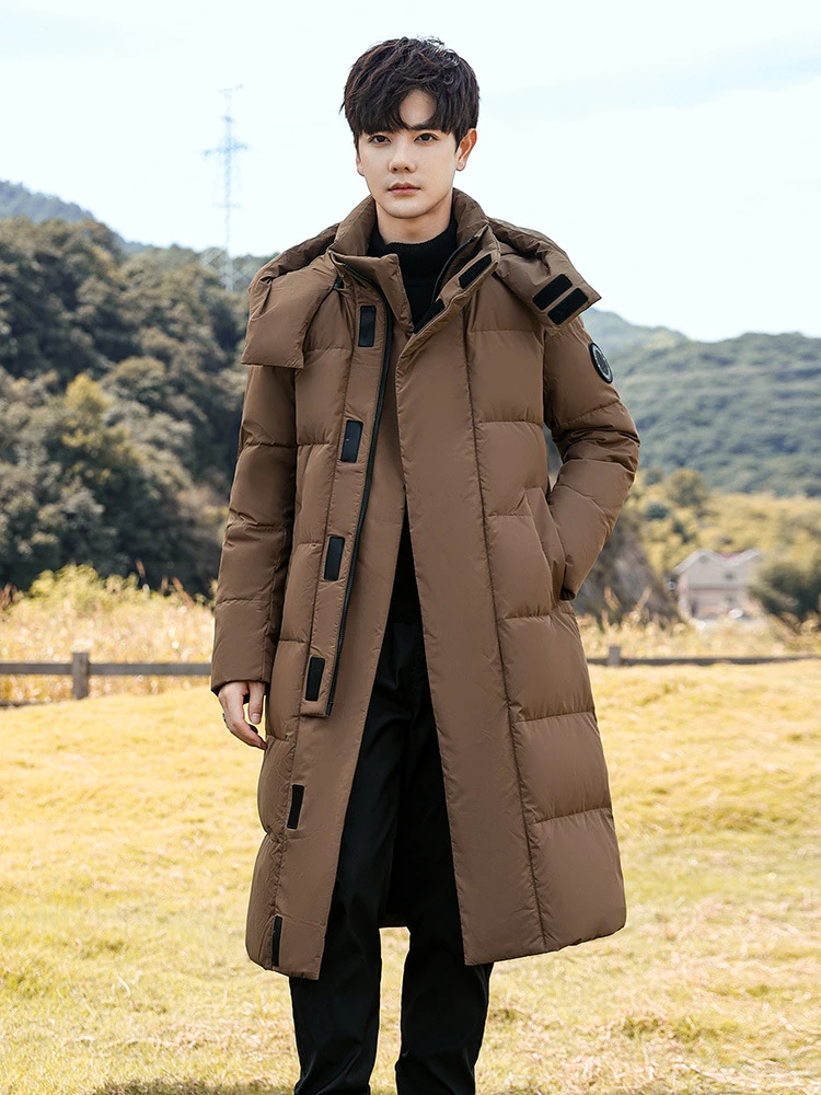 波司登90白鸭绒羽绒服男女过膝长款情侣冬季2023新款加厚连帽外套
