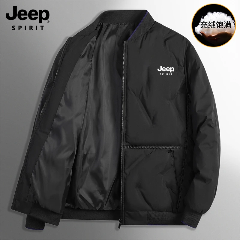 JEEP吉普棉衣男冬季加绒棒球领面包服短款棉服外套保暖大码男棉服
