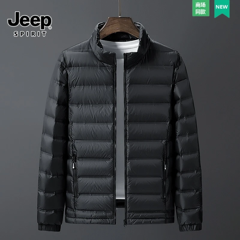 JEEP吉普秋冬季新款男士加大休闲宽松立领轻薄羽绒服锁温御寒外套