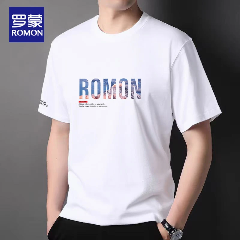 罗蒙冰丝莫代尔男士短袖t恤夏天2025新款潮流高级半袖体恤上衣服