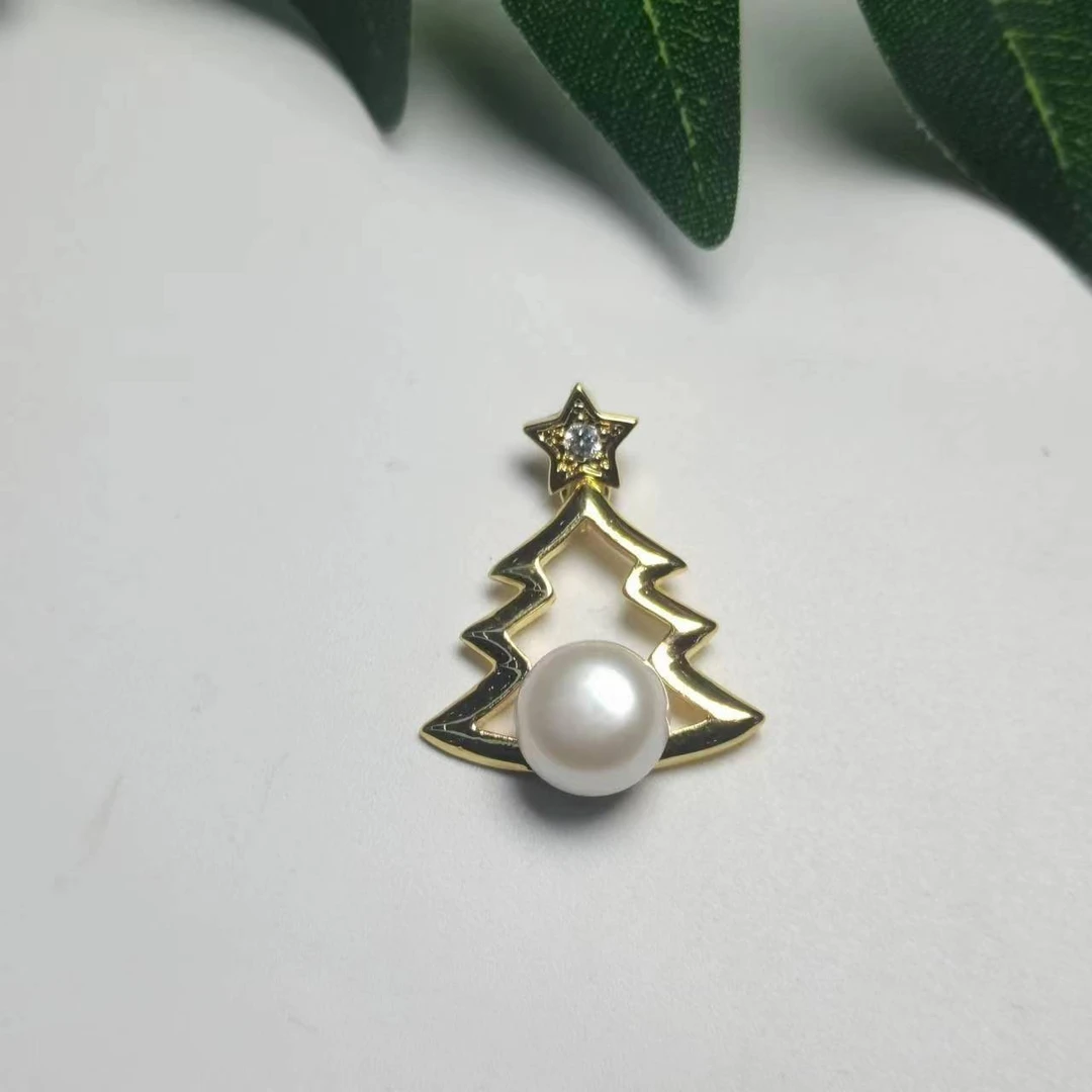 珍珠圣诞树蛋面吊坠赠链【多样性发其一】