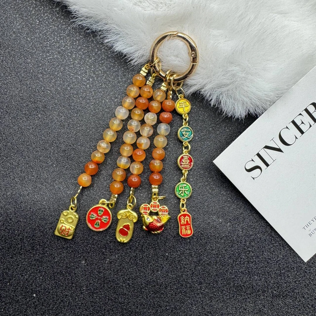 手机链女新款招财纳福福禄挂件手腕挂绳高级温婉女挂饰挂链时尚
