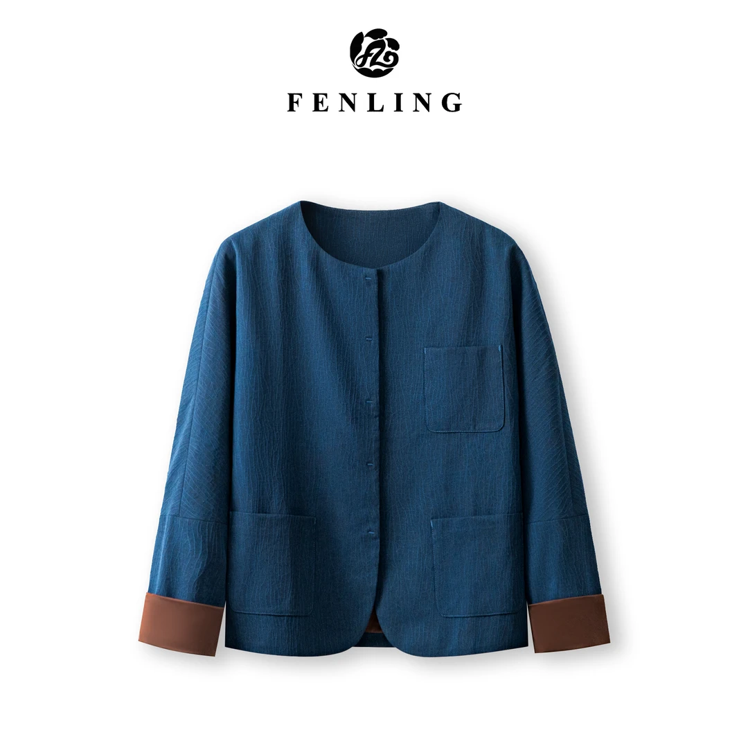 芬领-兰时-桑蚕丝香云纱40姆米国风圆领长袖外套WT50-WT53