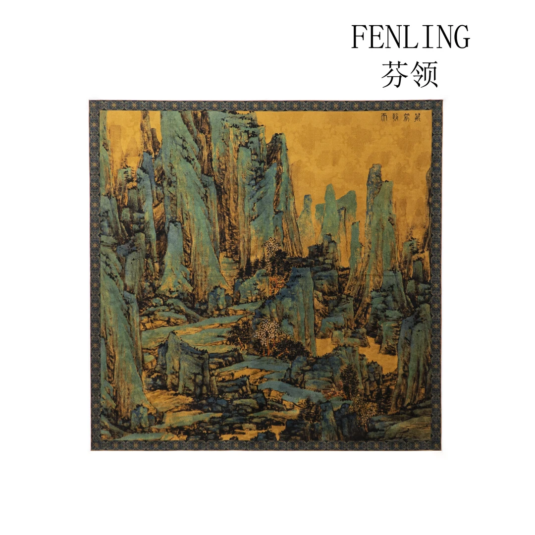 芬领-万笏朝天-中式桑蚕丝35姆米四经绞罗香云纱135cm丝巾/围巾 X