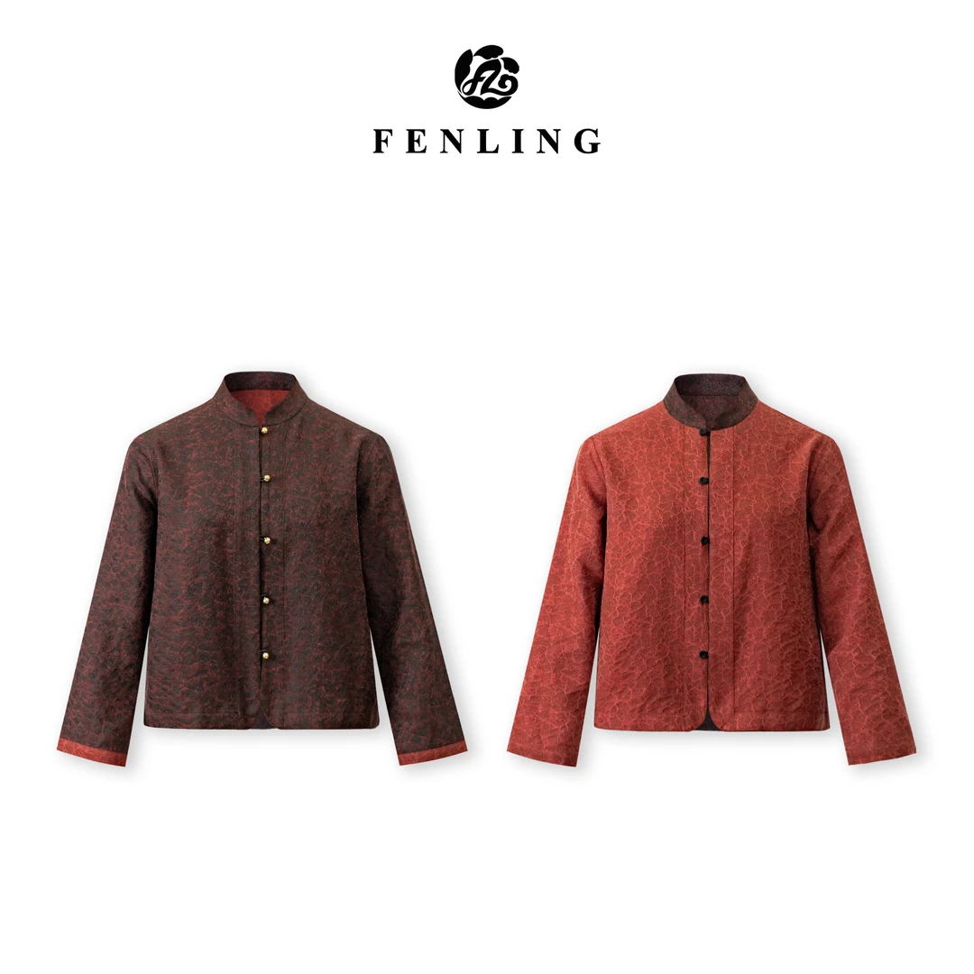 芬领-鸿福-中式桑蚕丝香云纱绢纺圆领双穿长袖外套WT24-WT27