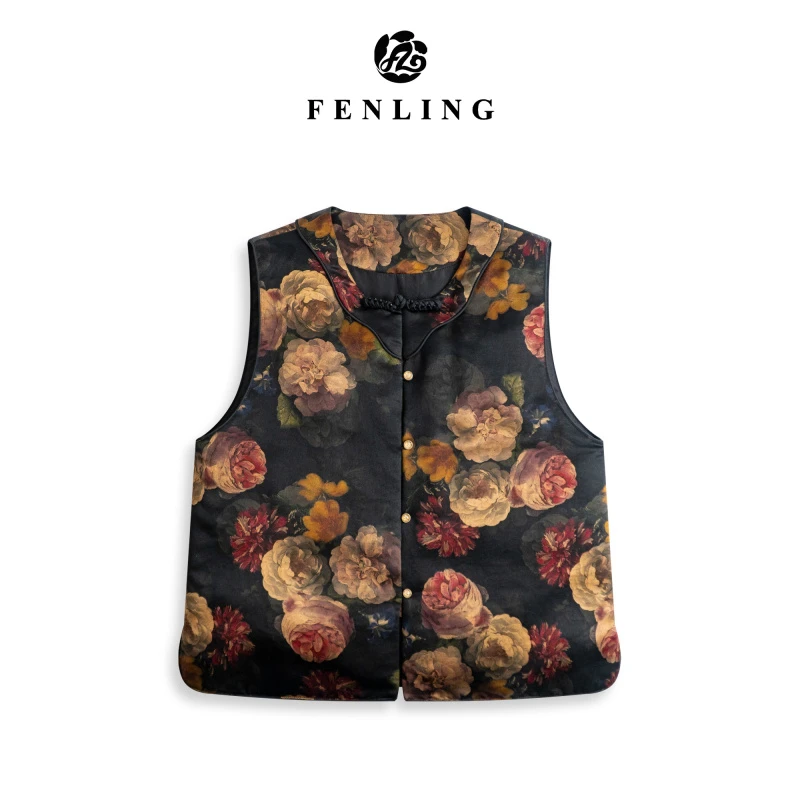 芬领-漫柔-非遗桑蚕丝农工缎香云纱40姆米白鹅绒马甲BX1351-BX135