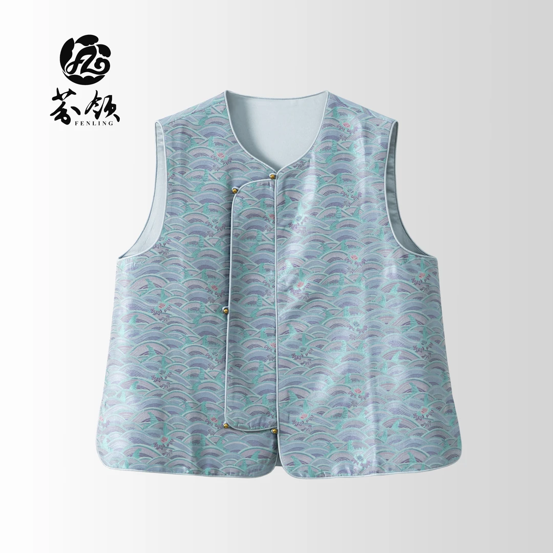 芬领-海上生花-桑蚕丝宋锦40姆米马甲外套BX407-409