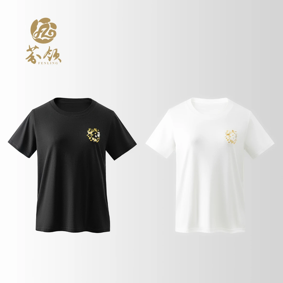 芬领- 小金鱼·黑/白-高级定制超舒适透气进口印花纯棉短袖SY1083-