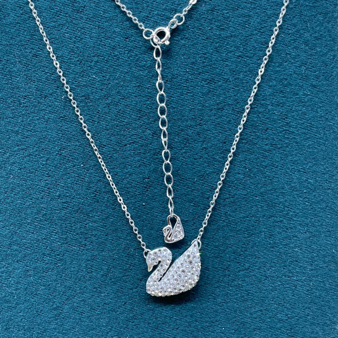 吊坠足银 【锵锵银饰】时尚精致镶钻天鹅吊坠  足银925