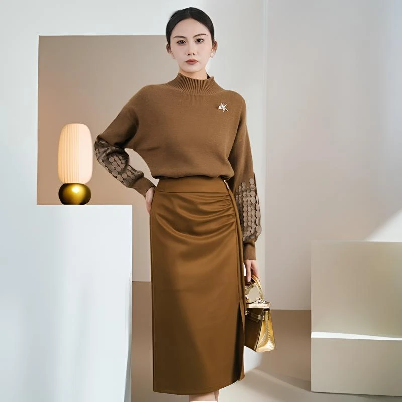 【高品质】2025春季新款丝光绵羊毛袖口鳞片套头针织衫毛衣上衣