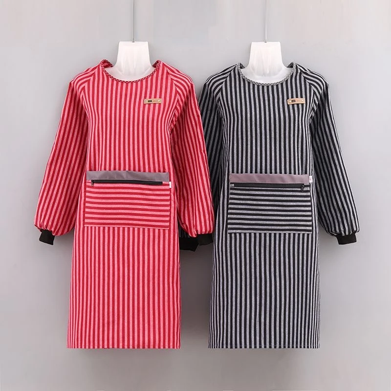 围裙厨房家用中长款外穿长袖韩版罩衣做饭防污耐脏加肥加大工作服