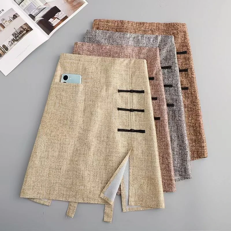 棉麻半身防油围裙厨房做饭夏季防污新款透气半截围腰上班工作服