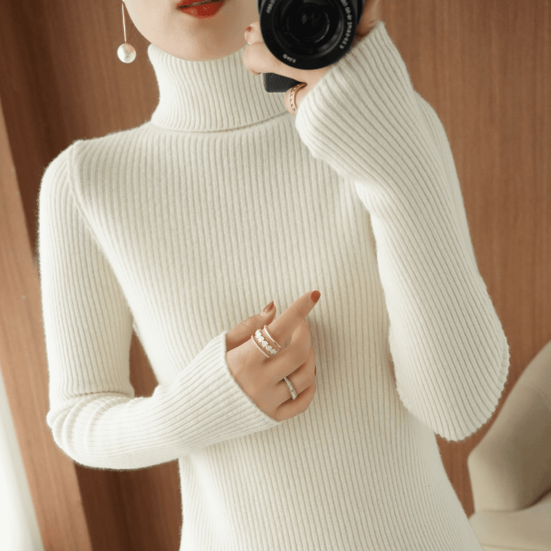 高领打底衫女秋冬内搭修身长袖上衣套头短款黑色针织衫百搭毛衣女