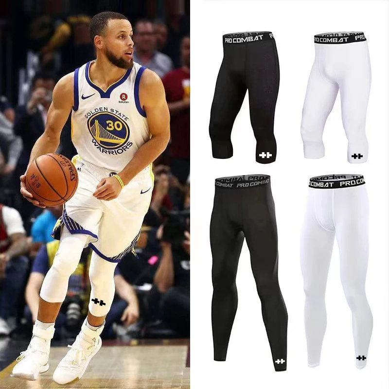 草牌长裤男七分篮球紧身裤运动训练健身透气高弹力压缩打底裤跑步
