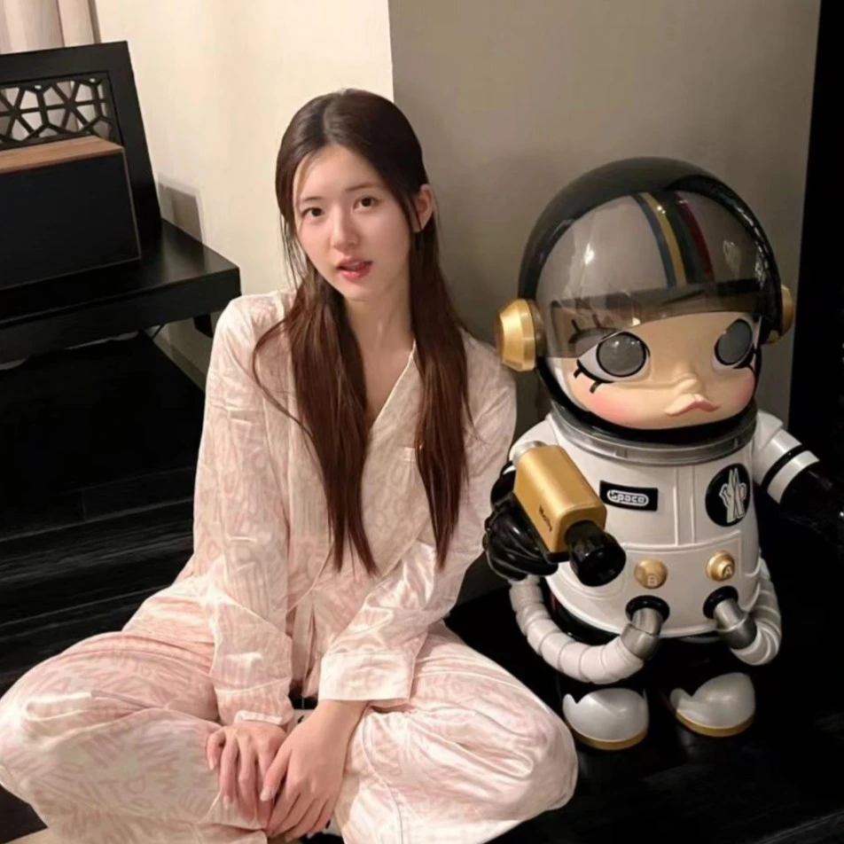 【粉色初恋系!!】2023露丝同款春夏款月光丝睡衣家居服套装女轻奢