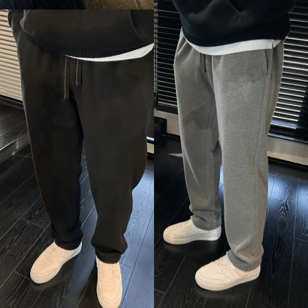 轻奢简约秋季男士大码运动宽松新品韩版时尚纯色百搭休闲直筒裤