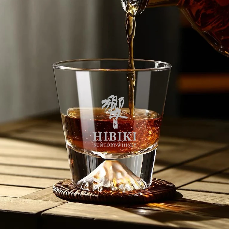 日式威士忌酒杯创意富士山雪山杯啤酒杯商用高端玻璃洋酒杯冰球杯