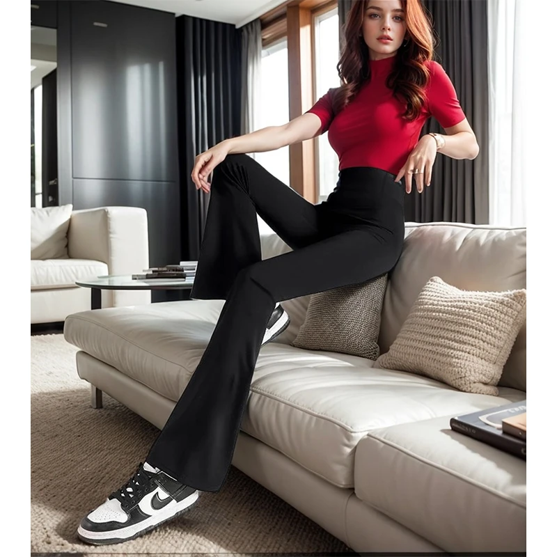 妄若晨微喇鲨鱼裤女裤春秋季高腰显瘦喇叭裤小个子休闲外穿马蹄裤