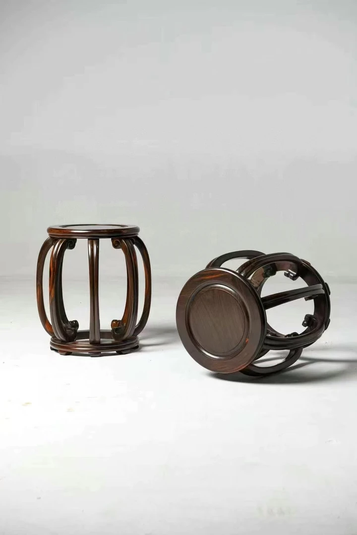 〖无拼补〗大红酸枝八足鼓凳榫卯工艺