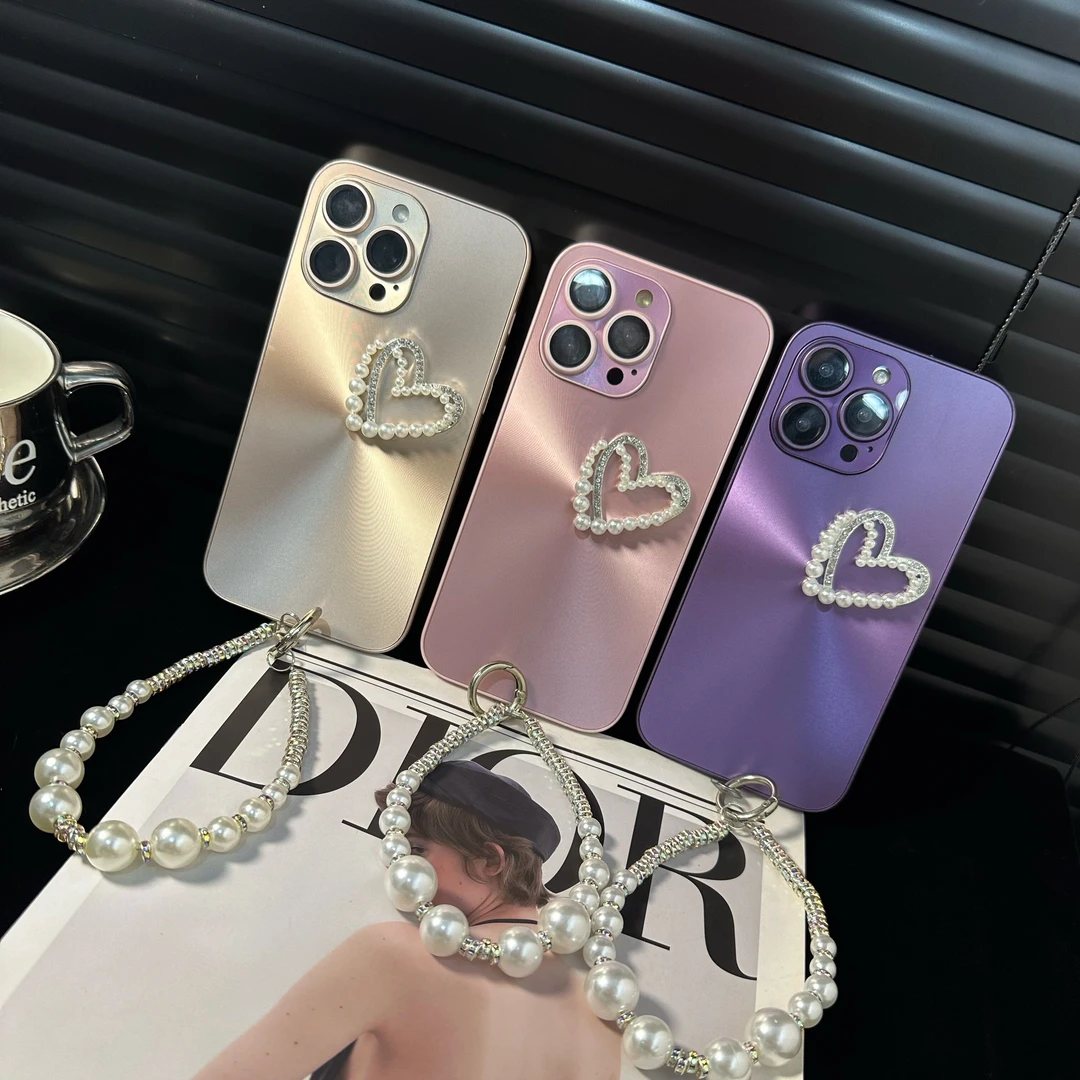 【定制】高级感极光磨砂全包爱心苹果iPhone15-11防摔手机壳女款