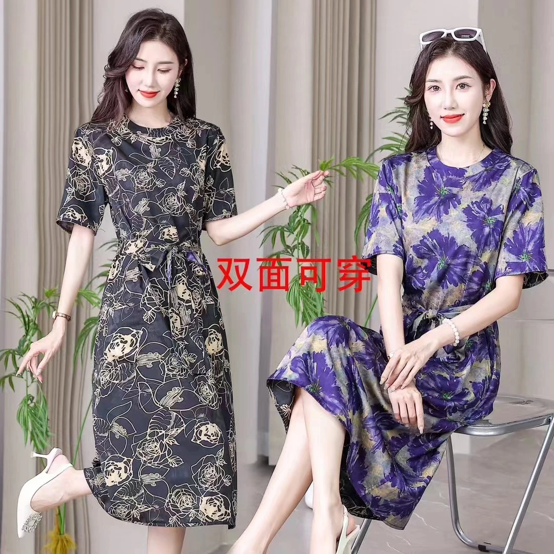 5808 双面双穿紫夜显瘦女人味连衣裙