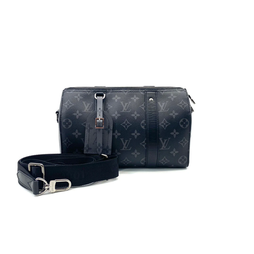 99新 LouisVuitton/路易威登 黑花City Keepall邮差包 尺寸27/17