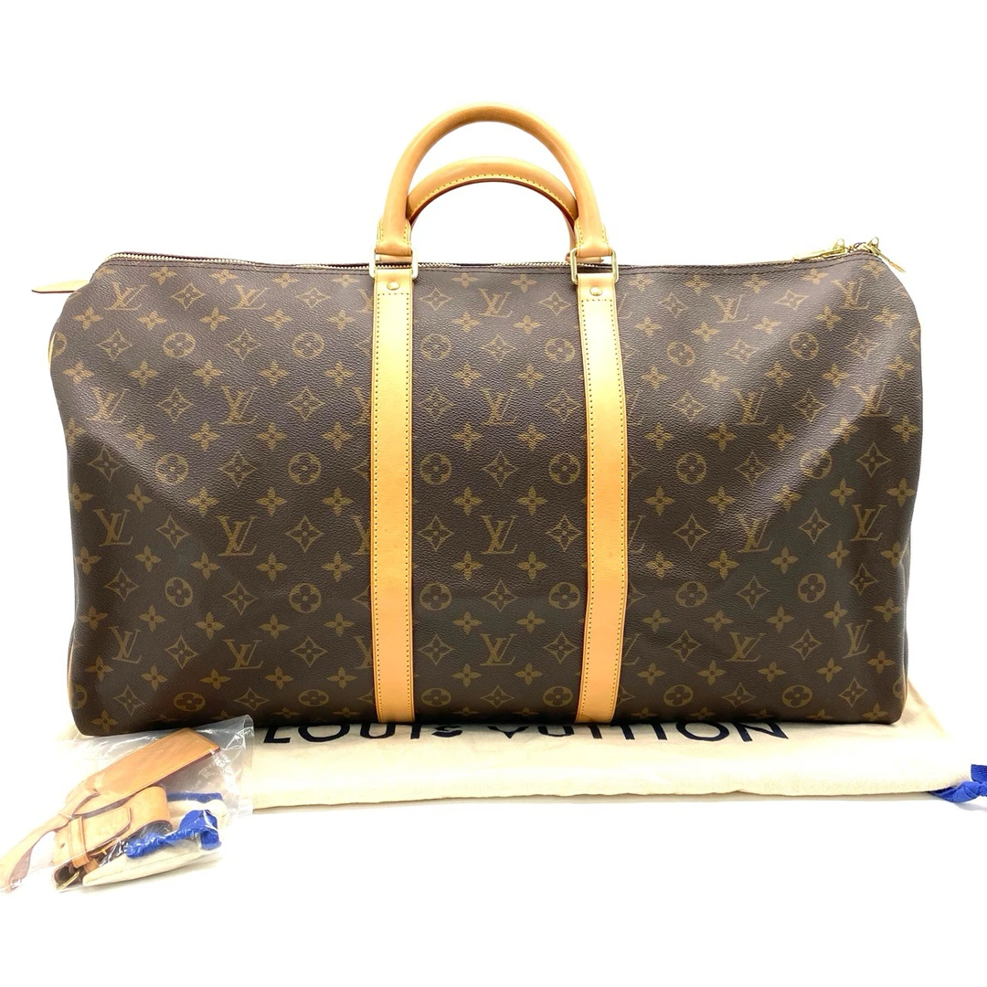 95新 LV 棕老花keepall55旅行袋 手提款 尺寸55/31