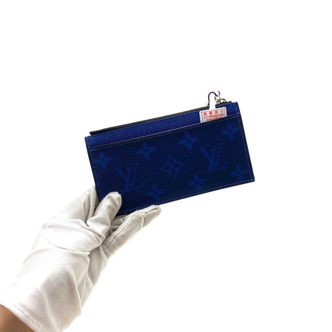 99新 LouisVuitton/路易威登 电光蓝老花小卡包 尺寸15/8